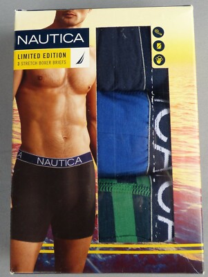 NAUTICA Mens Limited Edition Underwear 3 Pack  Stretch  Boxer Briefs Medium 