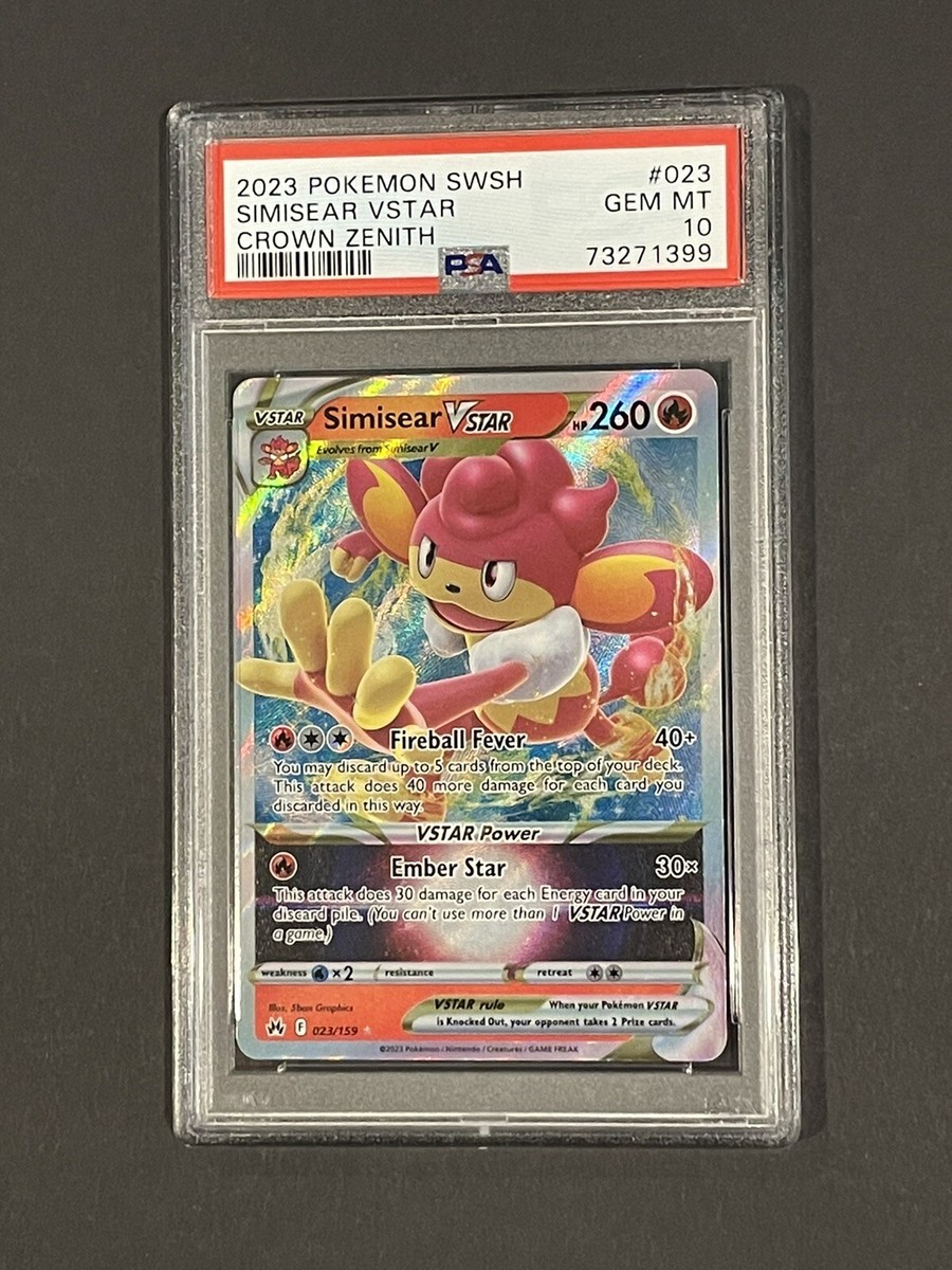 PSA 10 Gem Mint 2023 Pokemon Crown Zenith Simisear VSTAR PSA 10 Gem Mint 2023 Pokemon Crown Zenith Simisear VSTAR