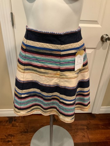 Chloe Oliver Anthropologie Multicolor Striped Hayley A-Line Skirt, Size 8 - Picture 2 of 7
