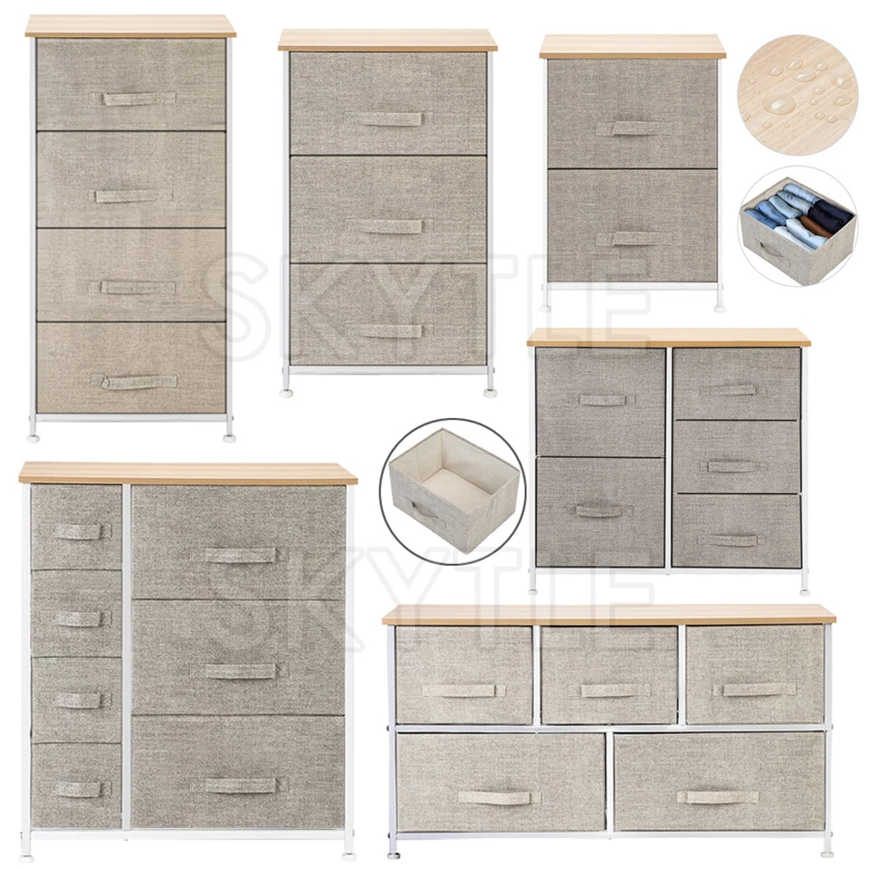 Cómoda organizadora de cajones de tela armarios resistentes armario de almacenamiento de dormitorio Foto 3 de 4