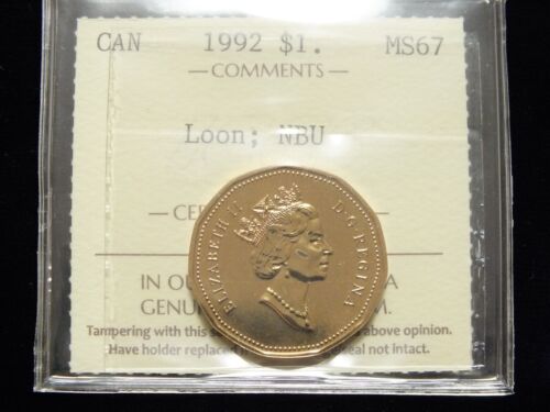 1992 - Loon Dollar - ICCS Certified NBU MS 67 - Picture 1 of 6