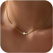 Cross Necklace for Women 14K Real Gold Silver Plated Dainty Small Cross Pendant
