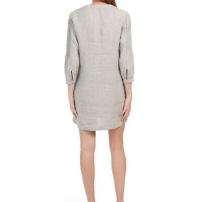 NWT TAHARI Linen Tunic Shirt Dress Women's Medium Gray Long Sleeve Swim  Cover | eBay