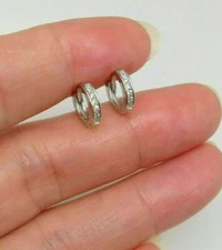 Gorgeous 2 Ct Round Cut Diamond Tiny Huggie Hoop Earrings 14k White Gold Finish 