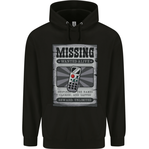 Wanted Remote Control Funny TV Lost Misplaced Mens 80% Cotton Hoodie - Picture 1 of 12