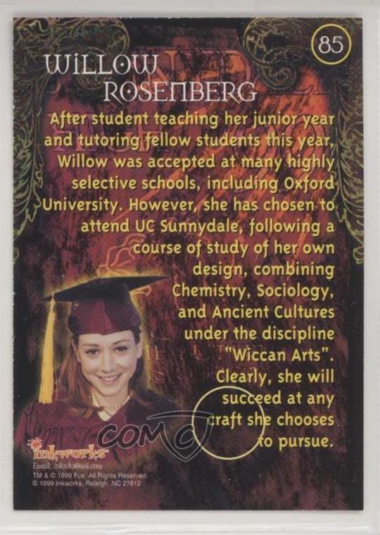 1999 Inkworks Buffy the Vampire Slayer Season 3 Willow Rosenberg #85 il3 - Picture 2 of 3