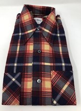 NEW Sir Guy Long Sleeve Plaid Shirt MADE IN USA Rare 14.5 Small Red Blue NOS