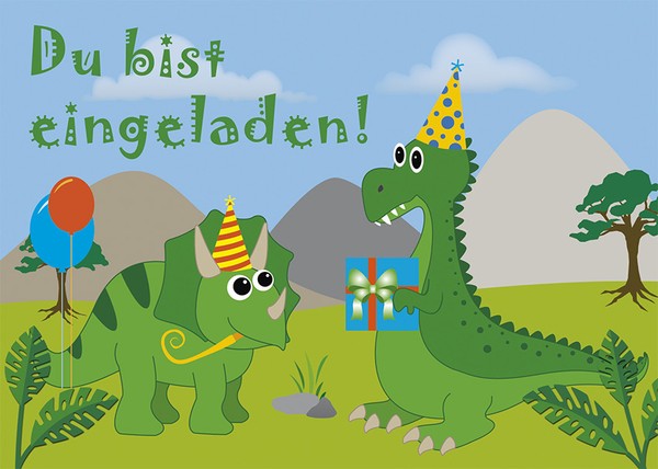 10 Postkarten Einladungskarte Kindergeburtstag Dino Party Dinosaurier Einladung-image