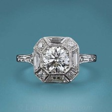 1.85Ct White Round CZ Antique Style Engagement Ring Solid 925 Sterling Silver
