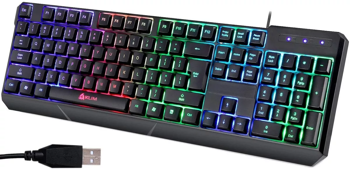 Teclado para jogos sem fio KLIM Chroma RGB - Novo 2023 - Bateria