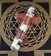 ORGONE WAND, Orgone MOONSTONE Wand, MOONSTONE CRYSTAL WAND, 2 Helix Copper Coils