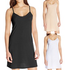 Women Plain V-Neck Sling Cling Dress Underskirt Anti Static Petticoat Full Slip