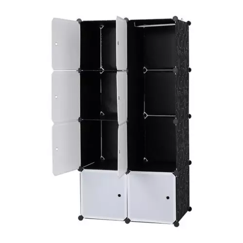 Multifunktionaler Modularer Schrank 8 Würfel Organizer Stapelbar Kunststoff Schwarz Platten - Bild 6 von 7