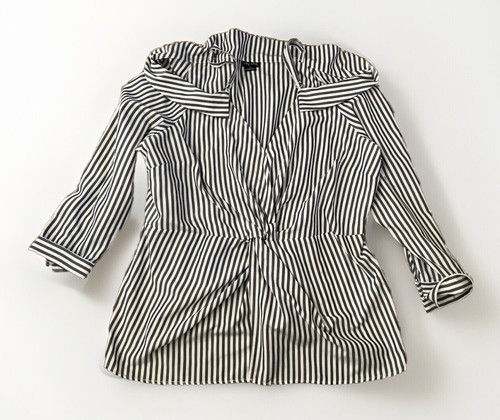 Lovely City Chic Open Shoulder Long Sleeve Shirt Dress-Blue & White Stripe-XL - Picture 2 of 10