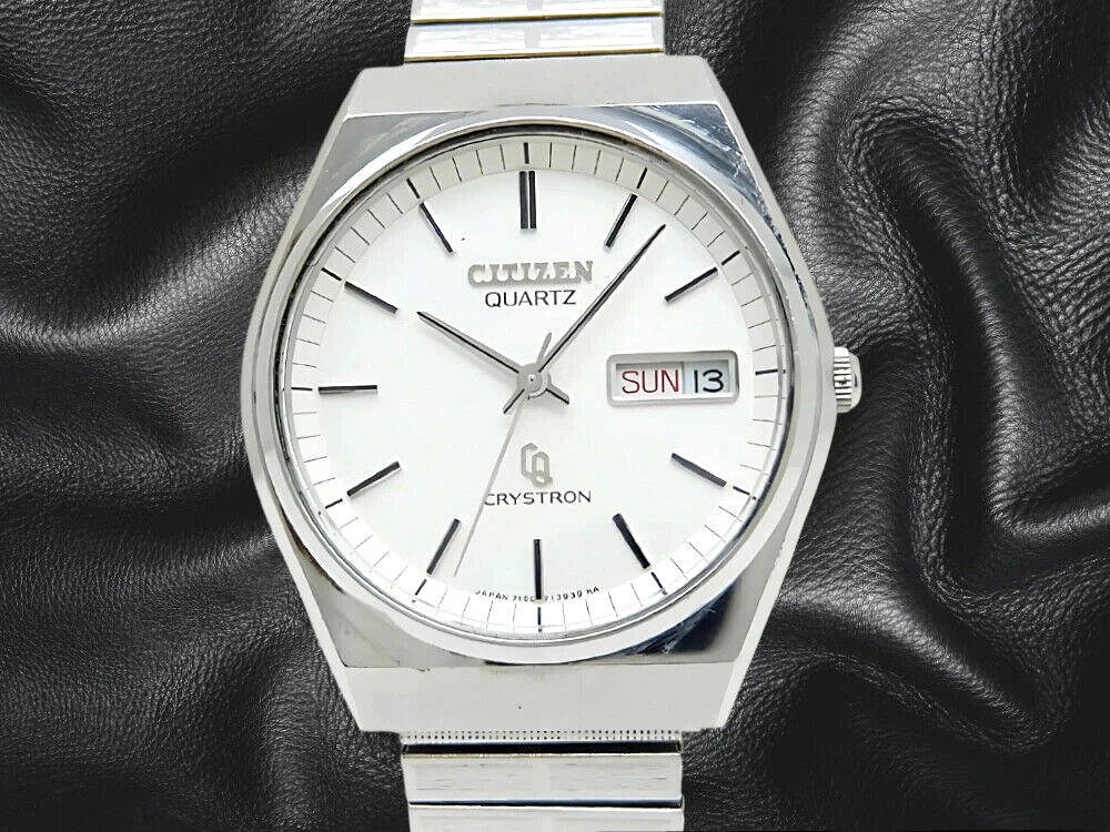 Citizen Crystron Quartz Ref.4-730691K Silver Dial Day-Date Vintage