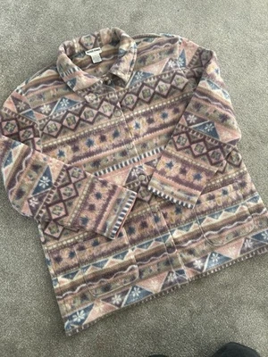 Vintage Alfred Dunner Crazy Aztec Pattern Fleece Jacket Size Large - Bild 1 von 4