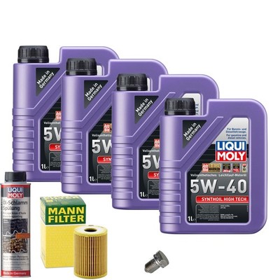 Motoröl 5W40 LIQUI MOLY 4L+MANN Ölfilter+Ölschlammspülung+Ölablassschraube