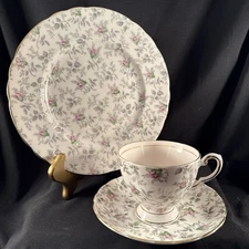 Tuscan Pink Chintz Bone China England Luncheon Set Teacup Saucer  8.25" Plate