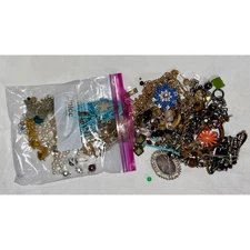 1-2lbs Mix Lot of BROKEN Vintage + Modern Costume Jewelry