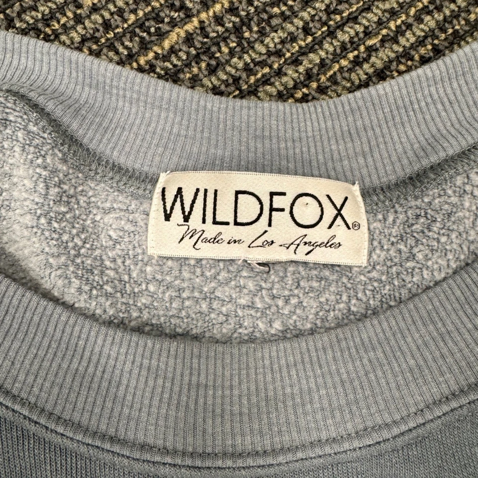 Wildfox Embroidered Rose Sweatshirt Blue Gray Long Sleeve Women's Size L - Image 4 of 4