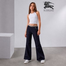Burberry Girls Flared Age 12 Cotton Blend Stretch Designer Trousers