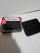 Swiss Gear Black Leather Tri-Fold Wallet -- slim Brand New In Box