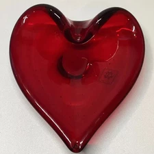 Arti Cristal Vetro Made In Italy Red Art Glass Heart Shaped Trinket Dish