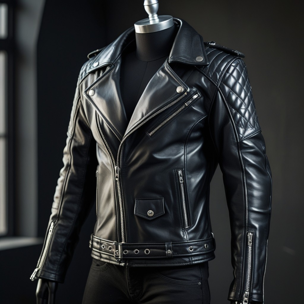 Men’s Premium Cowhide Leather Brando Biker Jacket – Classic Rocker Style