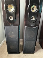 Digital Research Brand Floor Speakers. Piano Dark Brown Wood. 