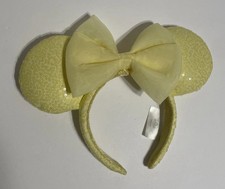 2026 Disney Parks Spring Butter Yellow Sequin Ear Ears Bow Headband Pastel