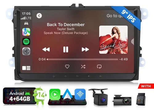 9" IPS Android 14 Car Radio for VW RCD310 RCD510 RNS510 Wireless CarPlay SWC DSP