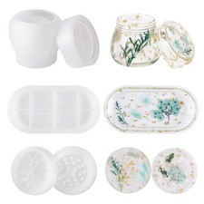 3-Piece Silicone Molds for Epoxy Resin, Including Rolling Tray, Pudding Jar w...