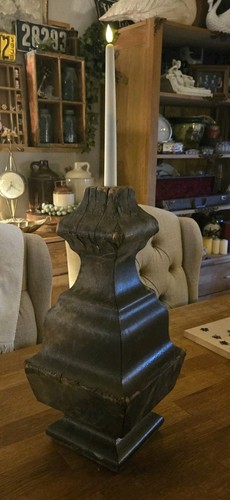 Antique Rustic Wood Column Candle Holder  Architectural Salvage  11 lbs  (11)