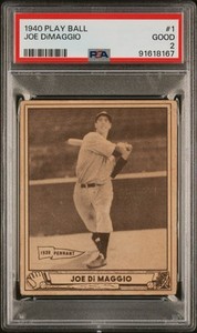 JOE DIMAGGIO 1940 PLAY BALL PSA 2 ! *FRESHLY GRADED ! *DEAD CENTERED ! *GORGEOUS