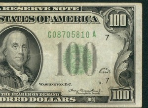 $100 1934 Federal Reserve Note ** DAILY CURRENCY AUCTIONS