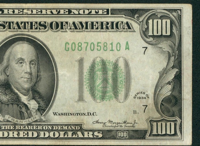 $100 1934 Federal Reserve Note ** DAILY CURRENCY AUCTIONS
