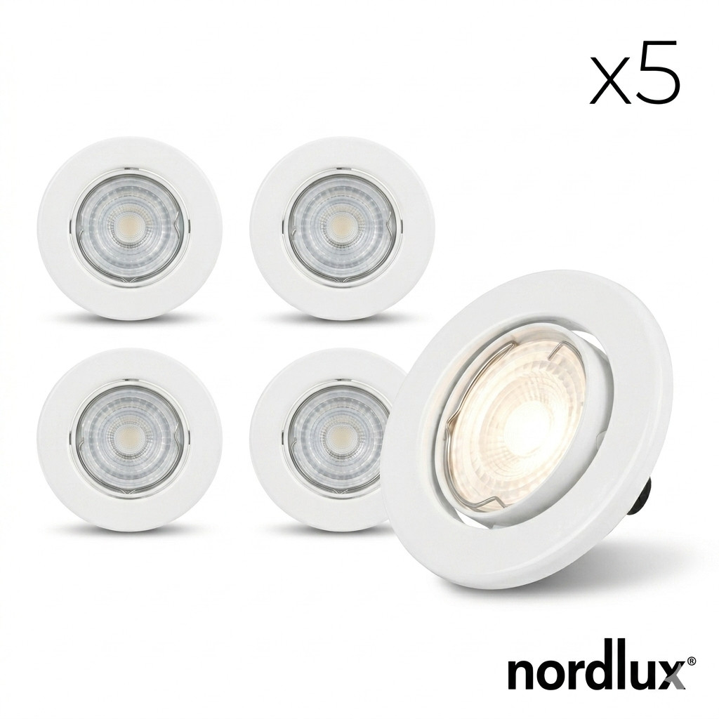 Spot LED encastrable cuisine et bureau Nordlux Canis blanc lot de 5