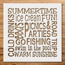 Summertime Fun DIY Crafts Wall Art Reusable Plastic Stencil - StencilAir
