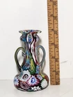 Antique Fratelli Toso Murano Millefiori Murrine Art Glass Vase Italy 4.125” Tall