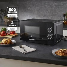 GEEPAS 20L Solo Microwave Freestanding 5-Level Defrost Cooker Black 800W Manual