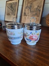 2 Double Egg Coddler Cuit Oeuf Grand Modèle. Porcelaine Anglaise