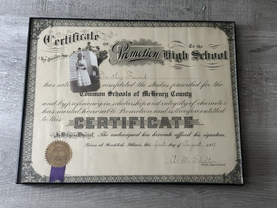 #ad #ad 1919 McHenry County IL High School Promotion Certificate w Photo amp; Seal $29.90