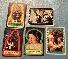 1977 Topps 5 Star Wars Stickers 2,10,12,33,51 C-3PO Tusken Raider Princess Leia