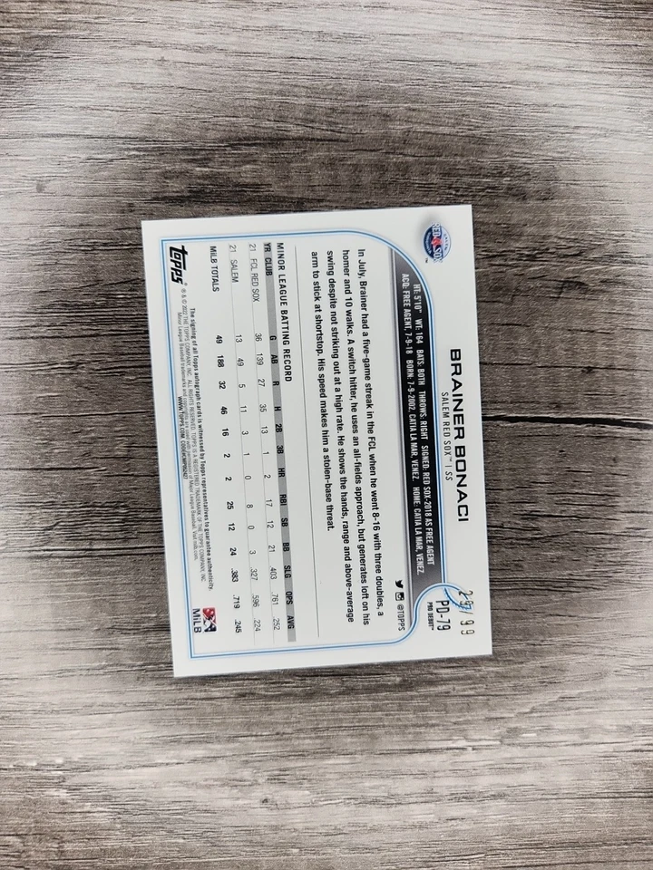 2022 Topps Pro Debut - Brainer Bonaci #PD-79 Green Autographs /99 (AU, RC) - Image 2 of 2