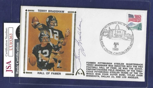 Terry Bradshaw Pittsburgh Steelers Football Autographed First Day Cover JSA COA
