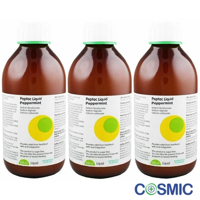 TEVA 3 X Peptac Peppermint Relief Liquid 500ml Heartburn Acid Reflux + Indigestion