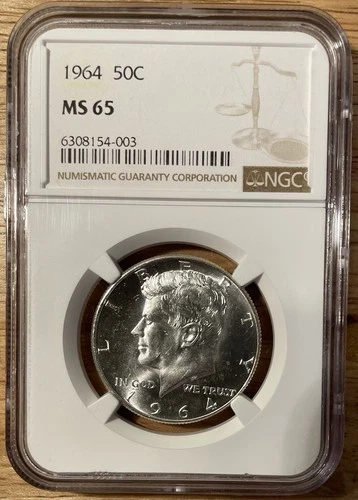 Kennedy 1964 Half Dollar 50C Silver NGC MS 65 Certified #6308154-003