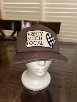 Pretty Much local Trucker Foam RAISED LETTERS Snapback Hat Cap brown 