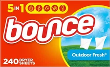 Bounce Dryer Sheets Laundry Fabric Softener, Outdoor Fresh 240 Ct