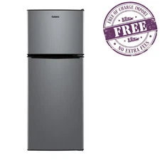 Galanz 4.6. Cu ft Two Door Mini Refrigerator with Freezer, Stainless Steel, New